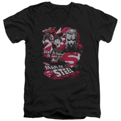 Superman Save Us All Men's 30/1 Cotton Slim V-Neck T