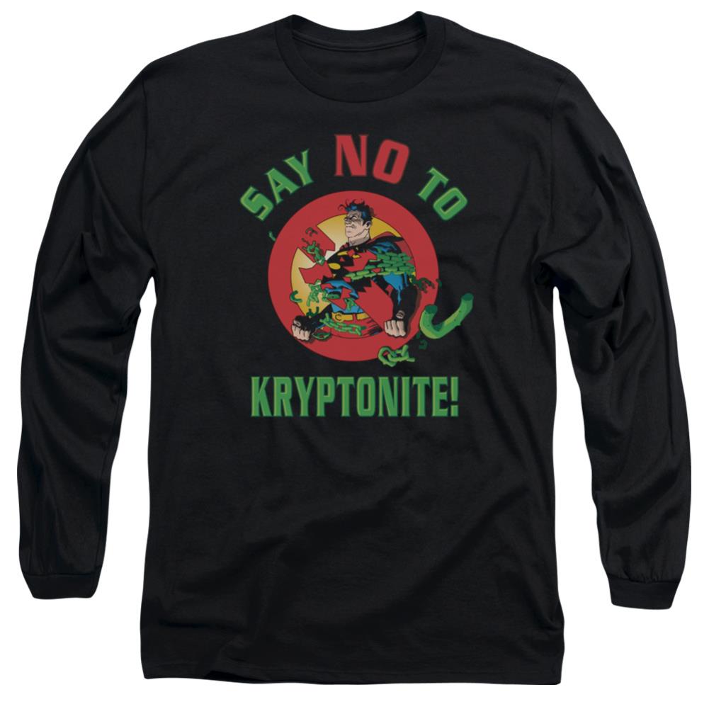 Superman Say No To Kryptonite Men's 18/1 Cotton LS T