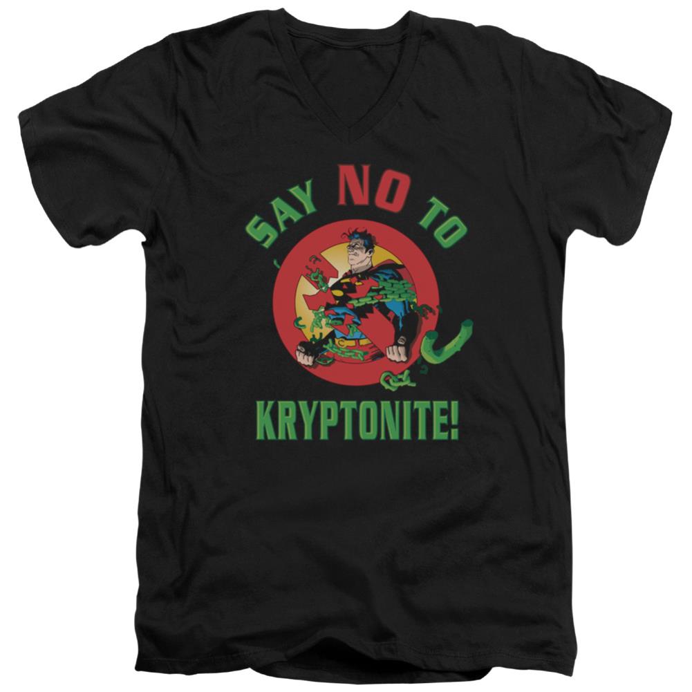 Superman Say No To Kryptonite Men's 30/1 Cotton Slim V-Neck T