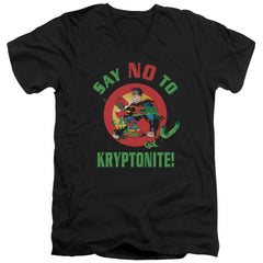Superman Say No To Kryptonite Men's 30/1 Cotton Slim V-Neck T