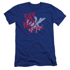 Superman Say No To Thugs Men's Ultra-Soft 30/1 Cotton Slim SS T