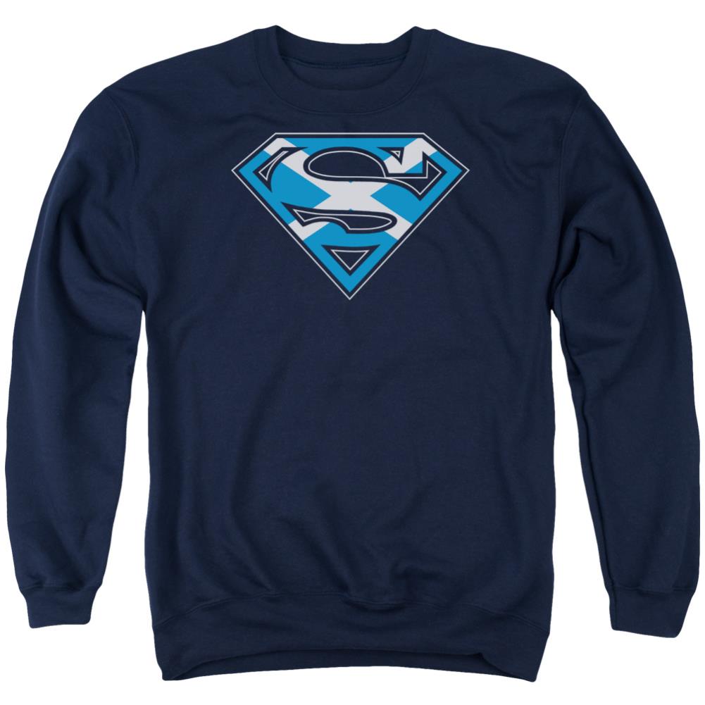 Superman Scottish Shield Men's Crewneck 50 50 Poly LS T