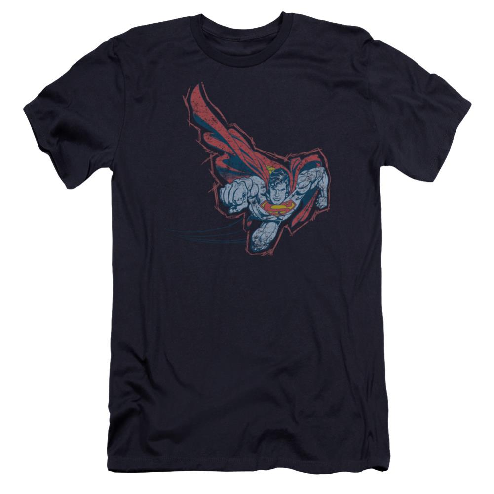 Superman Scribble & Soar Men's Ultra-Soft 30/1 Cotton Slim SS T
