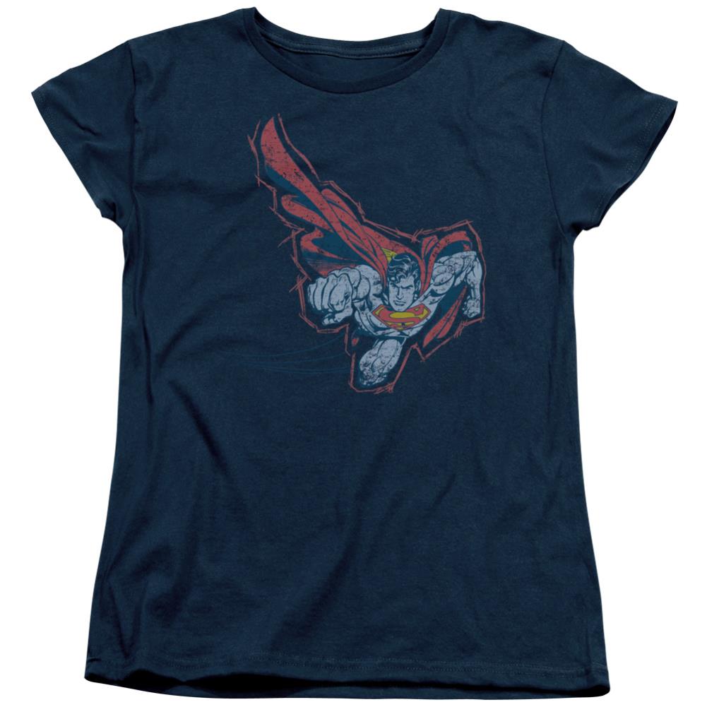 Superman Scribble & Soar Women's 18/1 Cotton SS T