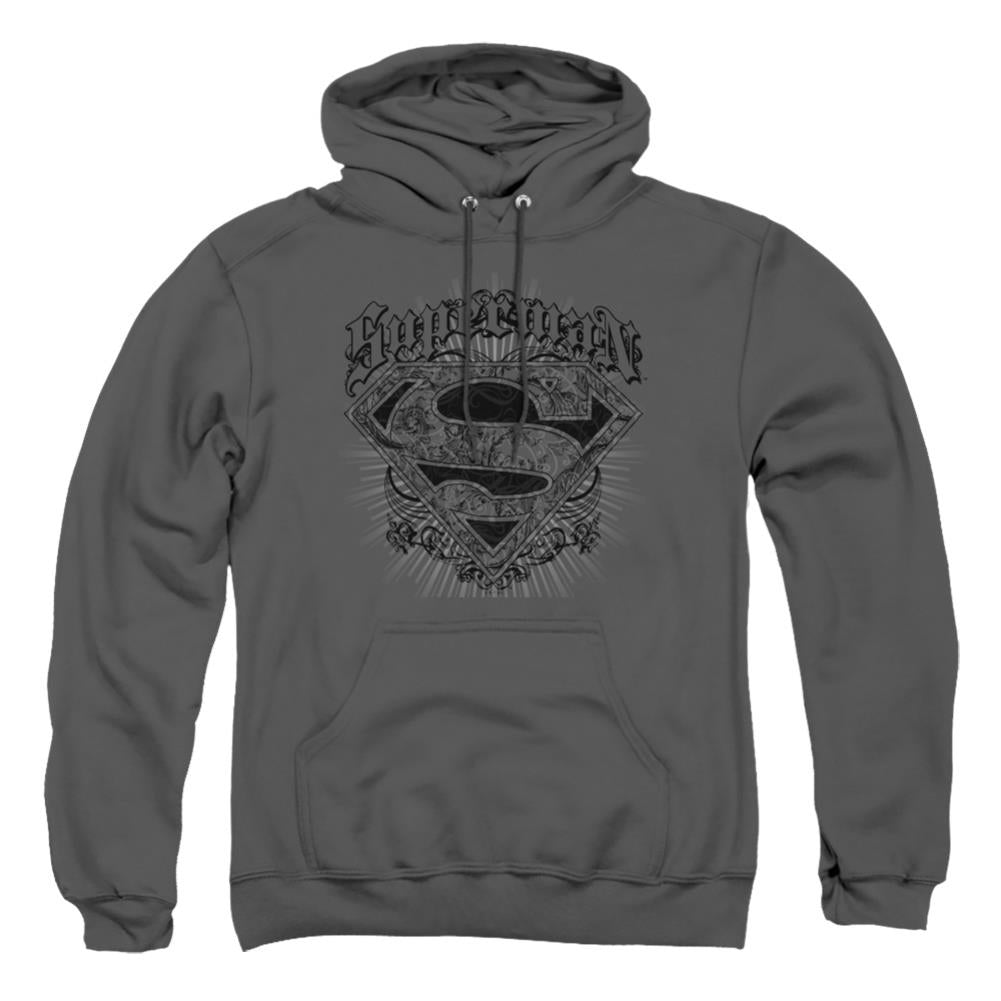 Superman Scrolling Shield Men's Pull-Over 75 25 Poly Hoodie