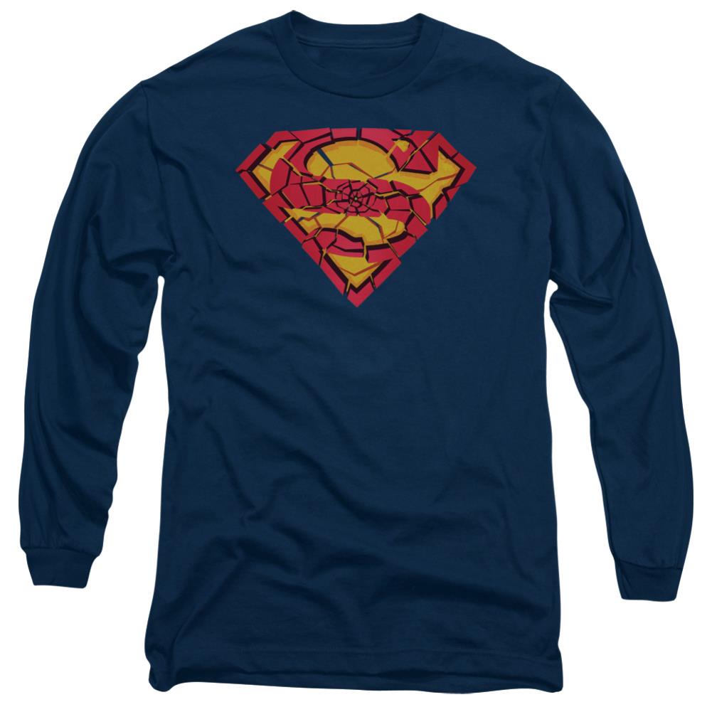 Superman Shattered Shield Men's 18/1 Cotton LS T