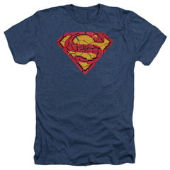 Superman Shattered Shield Men's 30/1 Heather 60 40 Poly SS T