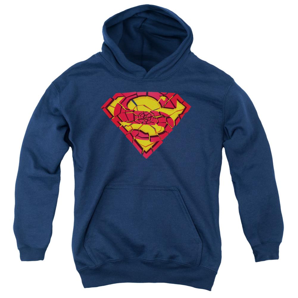 Superman Shattered Shield Youth Cotton Poly Pull-Over Hoodie