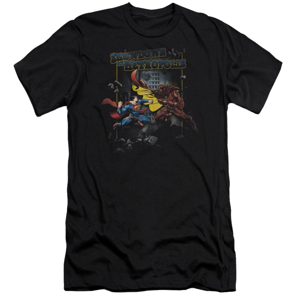 Superman Showdown Men's Ultra-Soft 30/1 Cotton Slim SS T