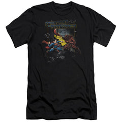 Superman Showdown Men's Ultra-Soft 30/1 Cotton Slim SS T