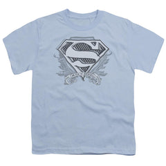 Superman Sketchy Crest Shield Youth 18/1 100% Cotton SS T