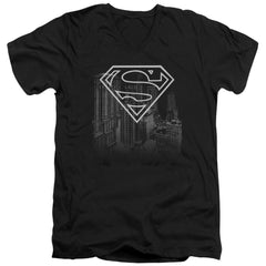 Superman Skyline Men's 30/1 Cotton Slim V-Neck T