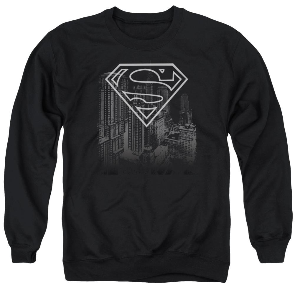 Superman Skyline Men's Crewneck 50 50 Poly LS T