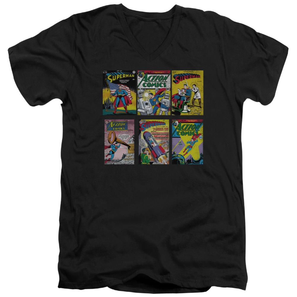 Superman Sm Covers Men's 30/1 Cotton Slim V-Neck T
