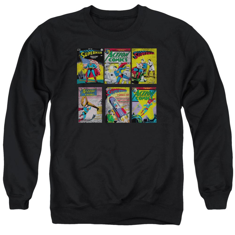 Superman Sm Covers Men's Crewneck 50 50 Poly LS T