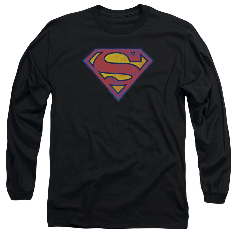 Superman Sm Neon Distress Logo Men's 18/1 Cotton LS T