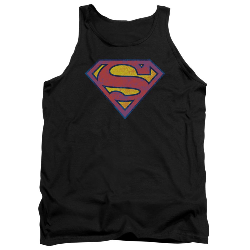 Superman Sm Neon Distress Logo Men's 18/1 Cotton Tank Top