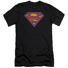 Superman Sm Neon Distress Logo Men's Ultra-Soft 30/1 Cotton Slim SS T
