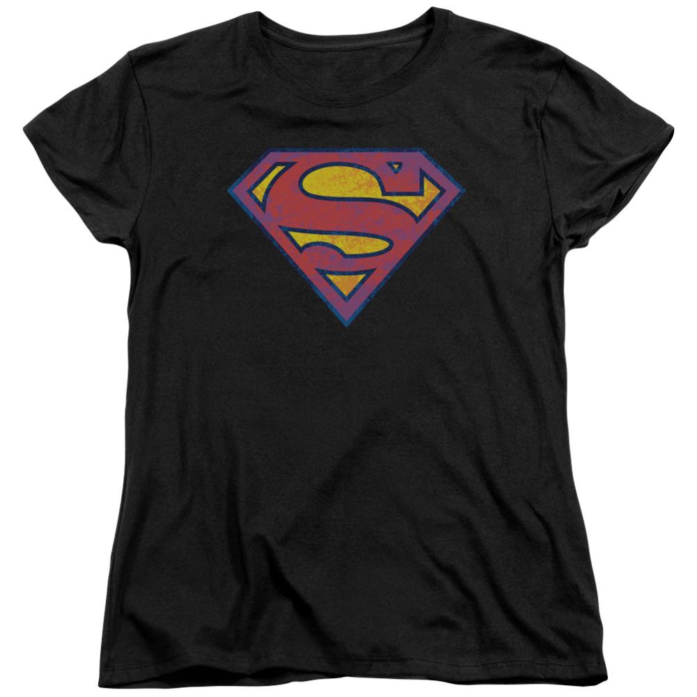 Superman Sm Neon Distress Logo Women's 18/1 Cotton SS T