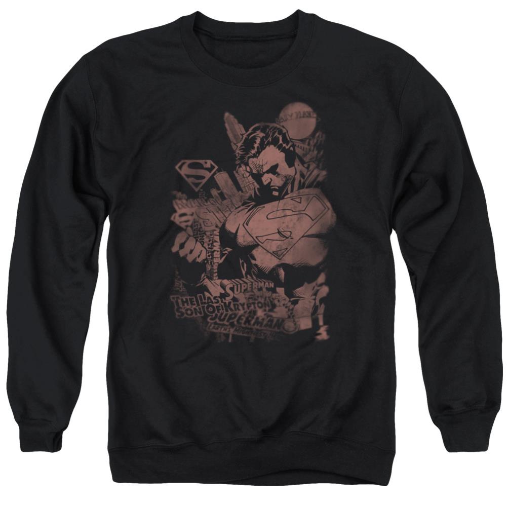 Superman Somber Power Men's Crewneck 50 50 Poly LS T