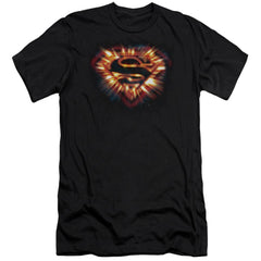 Superman Space Burst Shield Men's Ultra-Soft 30/1 Cotton Slim SS T