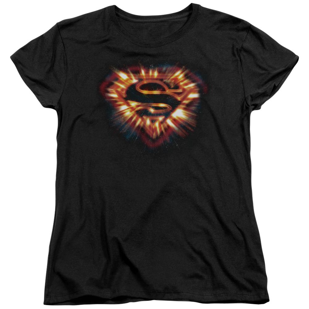 Superman Space Burst Shield Women's 18/1 Cotton SS T