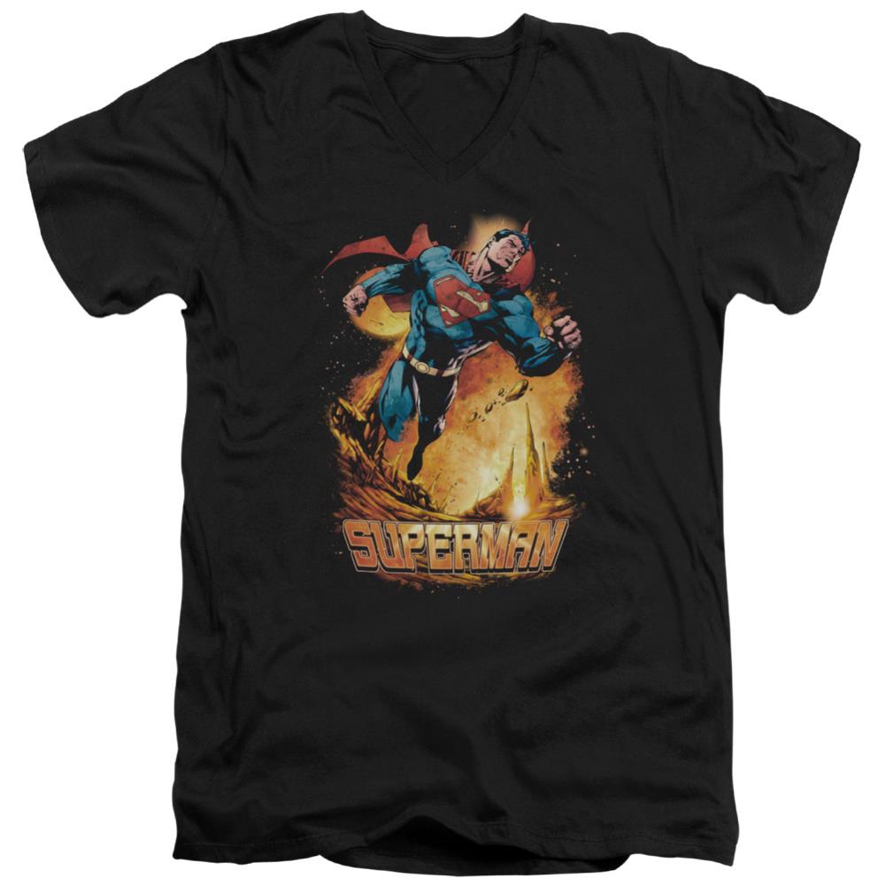 Superman Space Case Men's 30/1 Cotton Slim V-Neck T