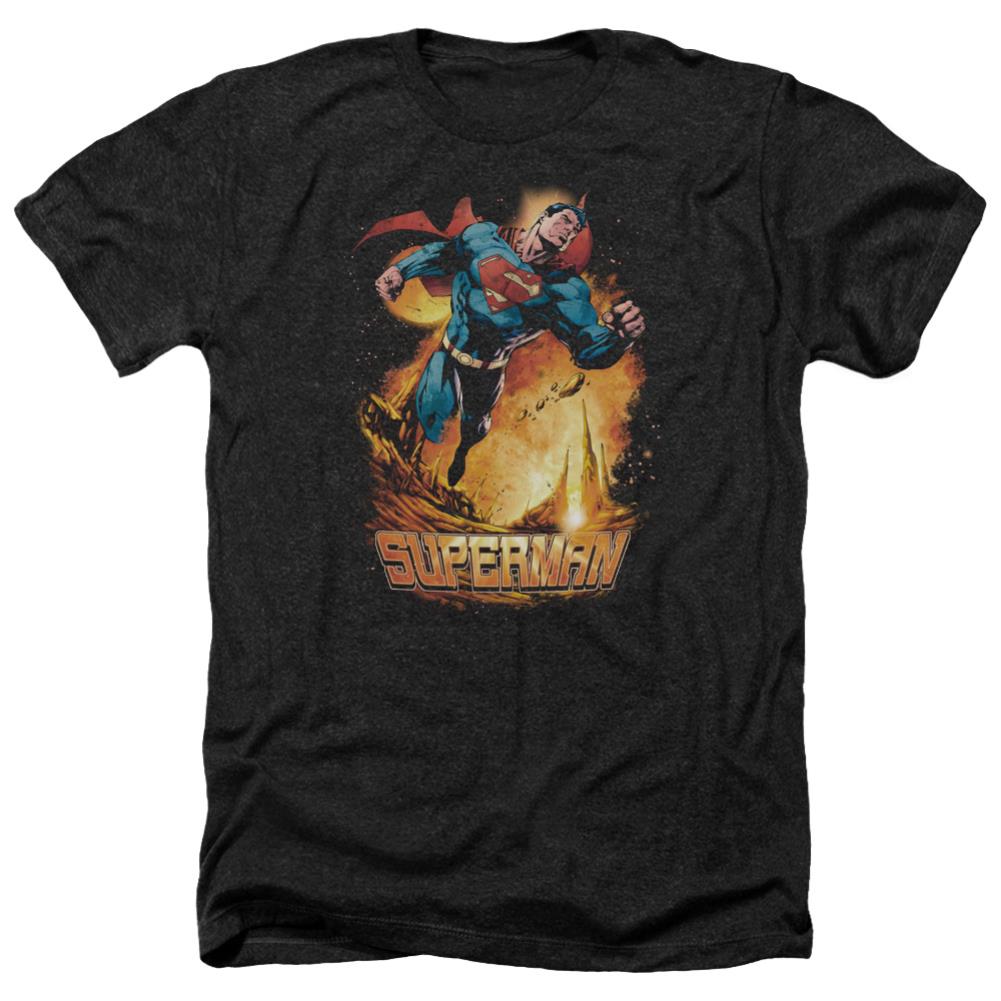 Superman Space Case Men's 30/1 Heather 60 40 Poly SS T