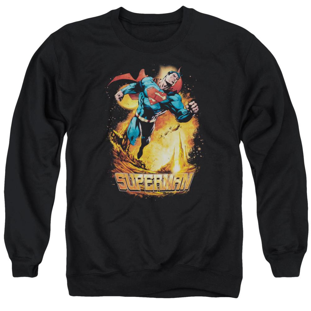 Superman Space Case Men's Crewneck 50 50 Poly LS T
