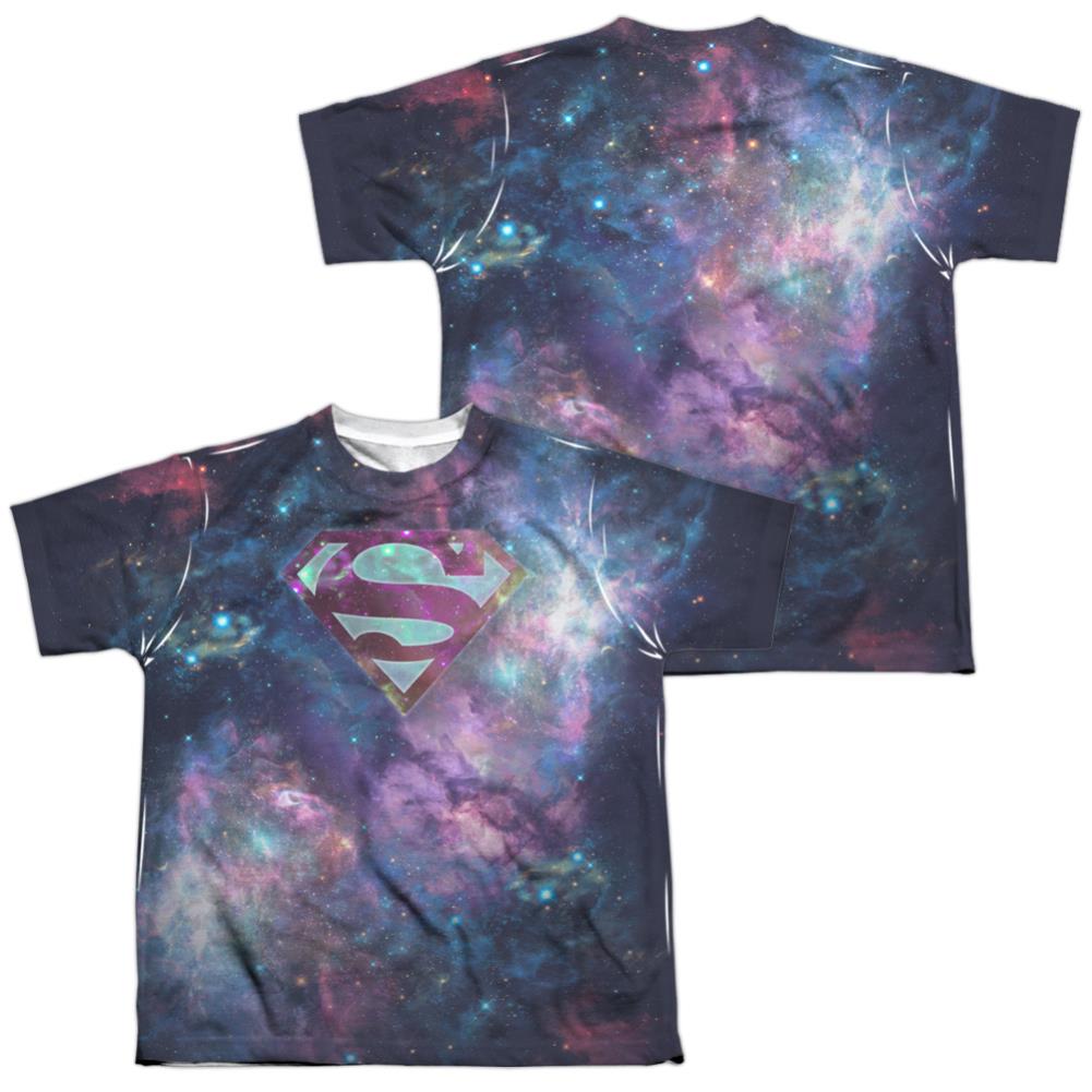 Superman Spaced Out Logo (Front/Back Print) Youth Regular Fit Poly SS T