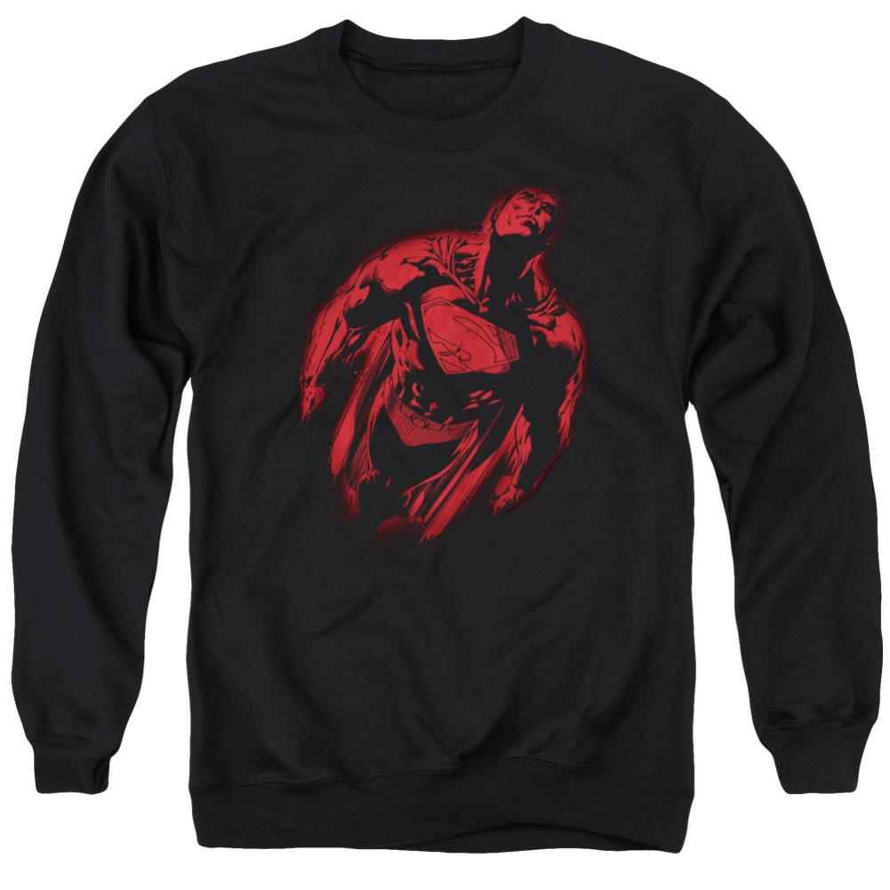 Superman Sprayed Supes Men's Crewneck 50 50 Poly LS T