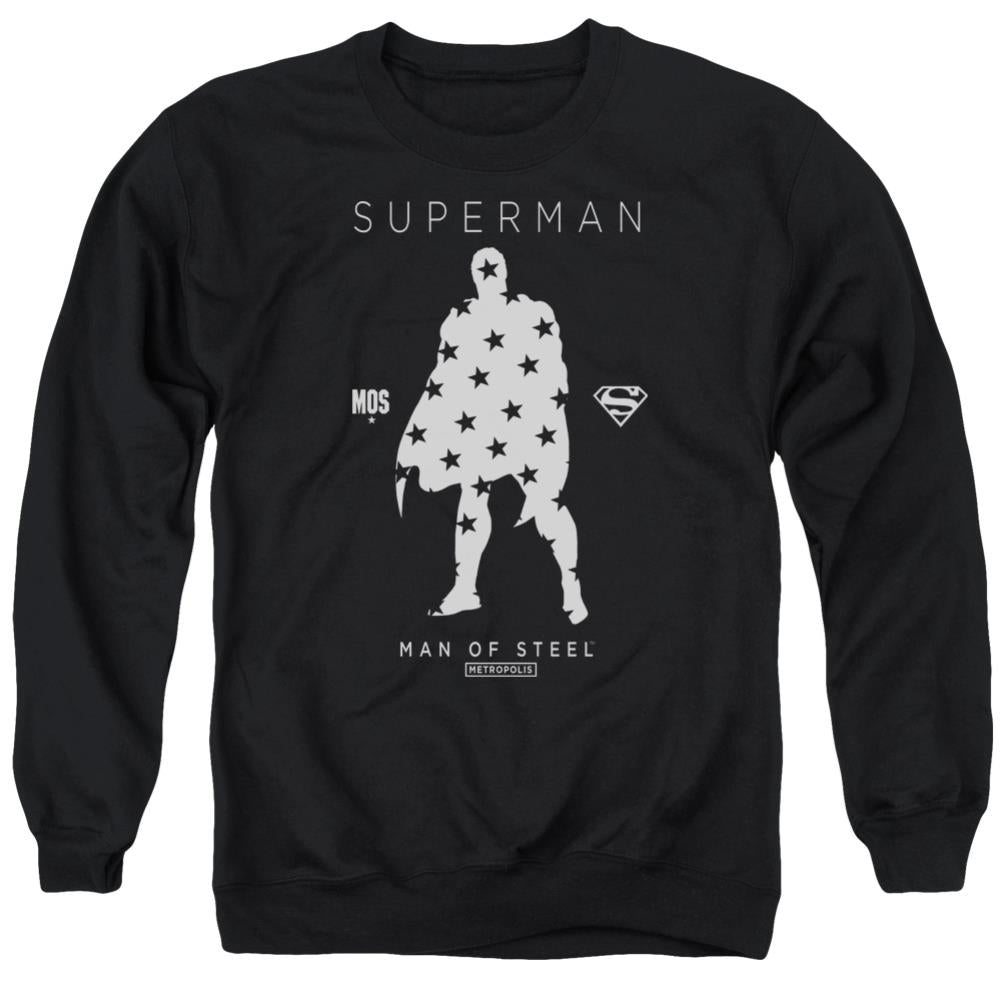 Superman Star Silhouette Men's Crewneck 50 50 Poly LS T