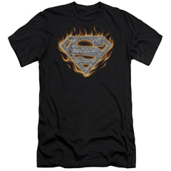 Superman Steel Fire Shield Men's Ultra-Soft 30/1 Cotton Slim SS T
