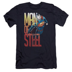 Superman Steel Flight Men's Ultra-Soft 30/1 Cotton Slim SS T