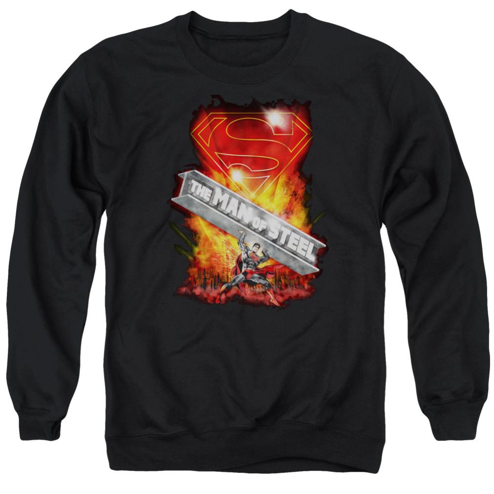Superman Steel Girder Men's Crewneck 50 50 Poly LS T