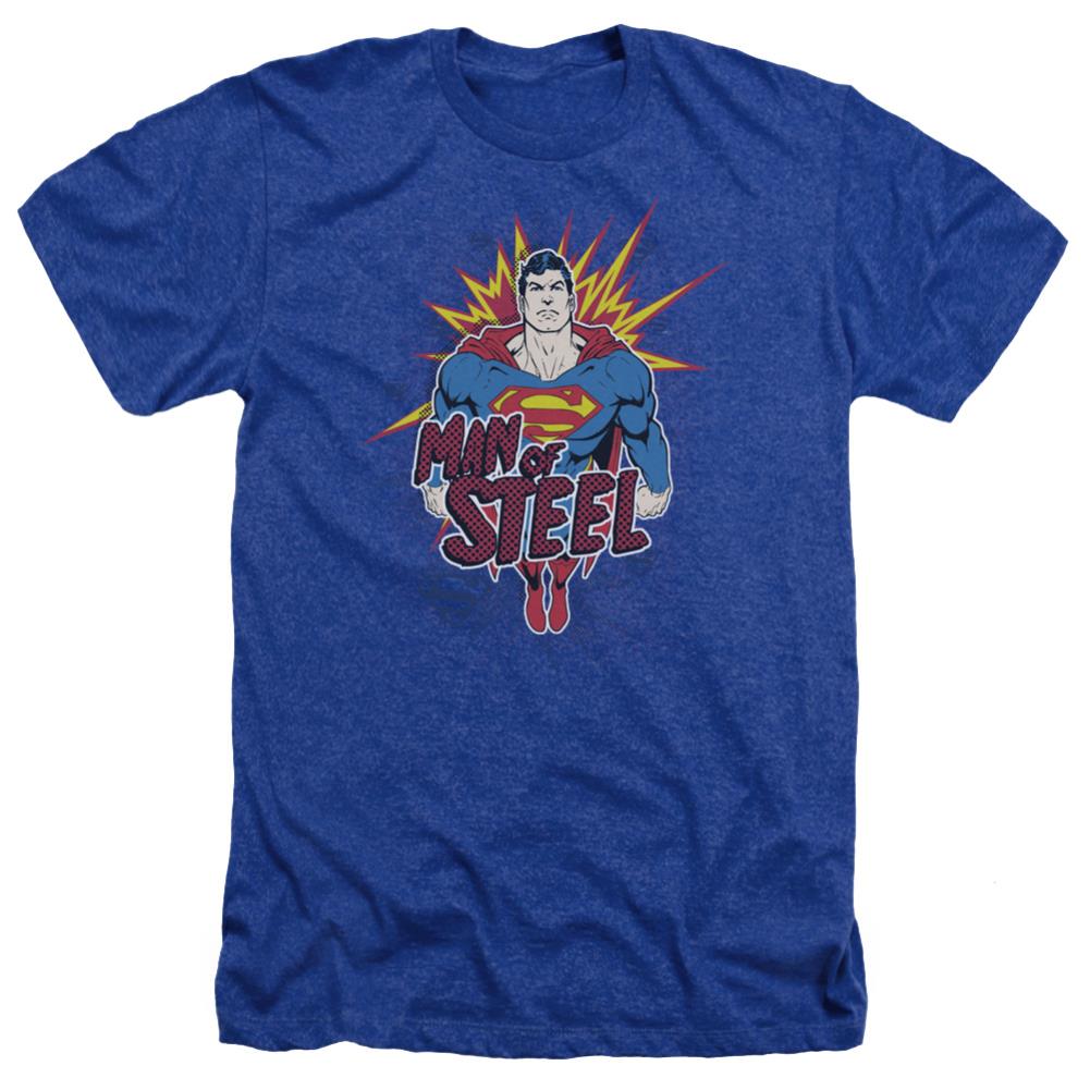 Superman Steel Pop Men's 30/1 Heather 60 40 Poly SS T
