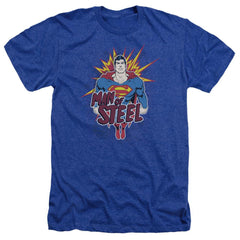 Superman Steel Pop Men's 30/1 Heather 60 40 Poly SS T