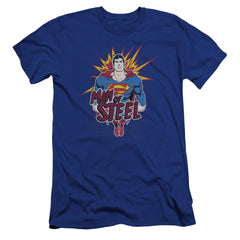 Superman Steel Pop Men's Ultra-Soft 30/1 Cotton Slim SS T
