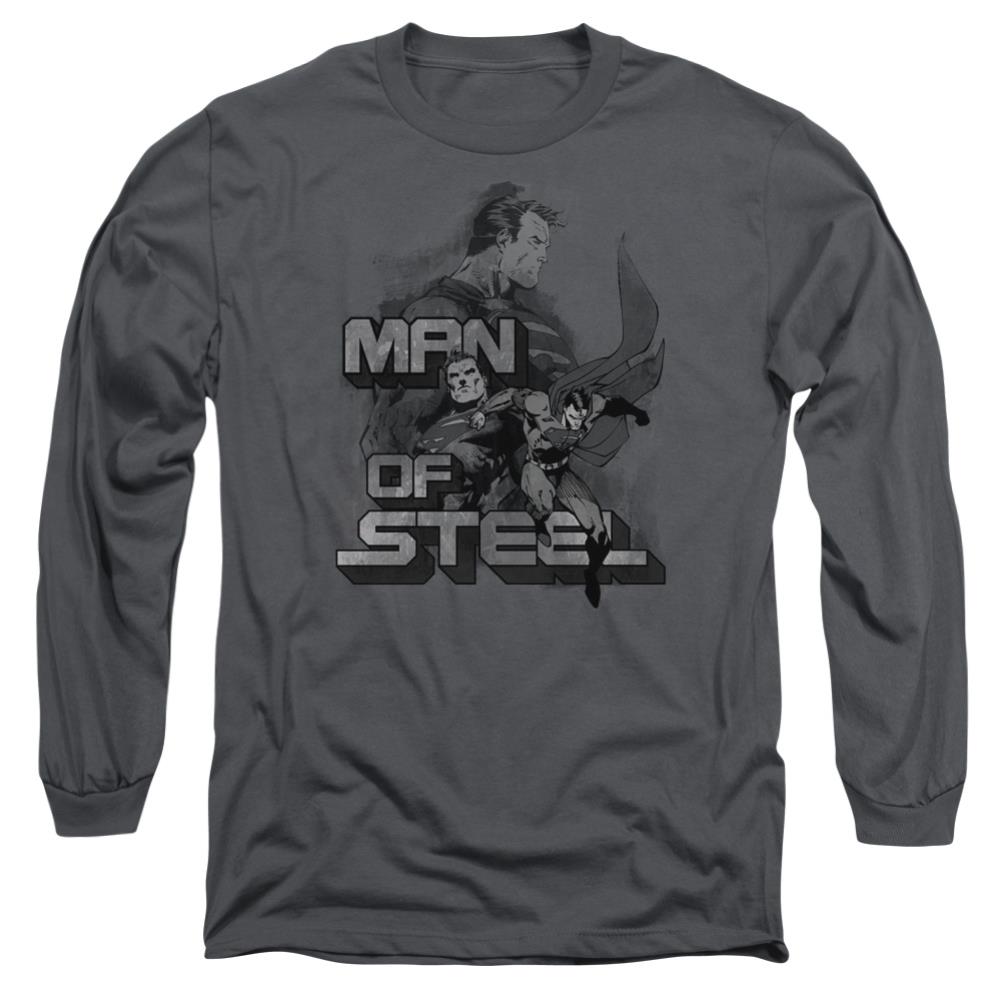 Superman Steel Poses Men's 18/1 Cotton LS T