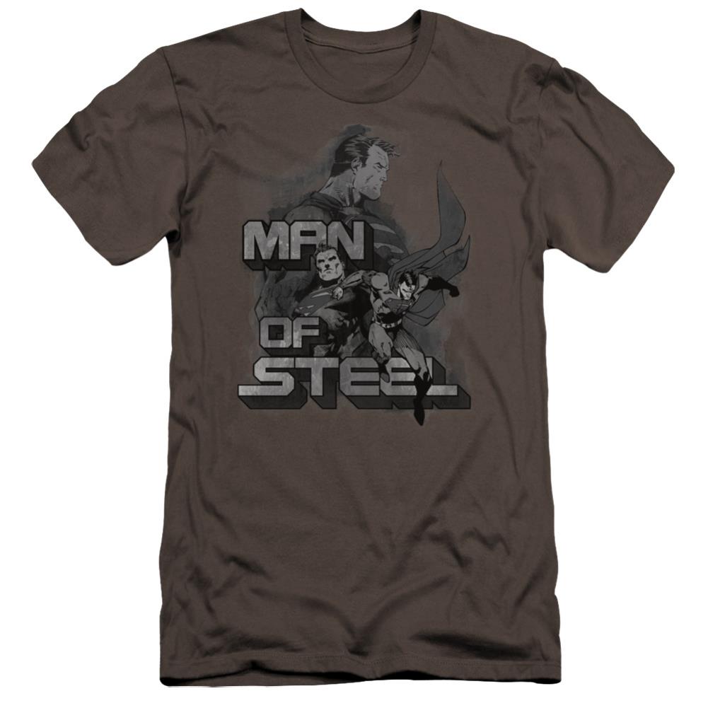 Superman Steel Poses Men's Ultra-Soft 30/1 Cotton Slim SS T