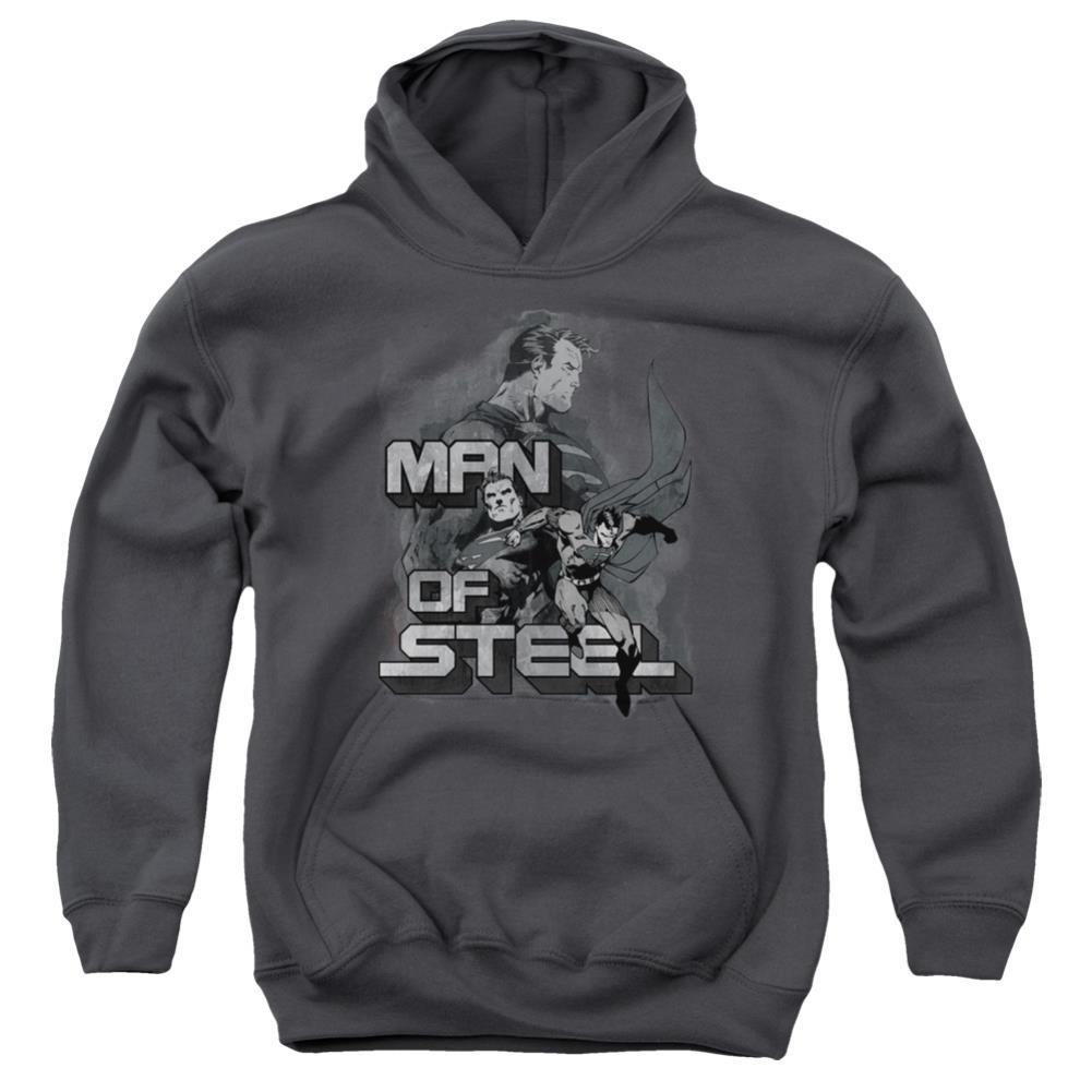 Superman Steel Poses Youth Cotton Poly Pull-Over Hoodie
