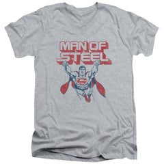 Superman Steel Retro Men's 30/1 Cotton Slim V-Neck T
