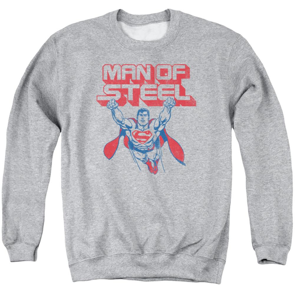 Superman Steel Retro Men's Crewneck 50 50 Poly LS T