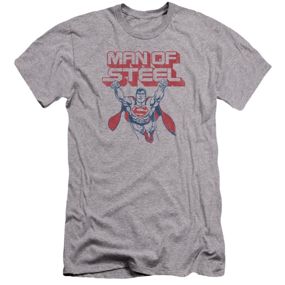 Superman Steel Retro Men's Ultra-Soft 30/1 Cotton Slim SS T