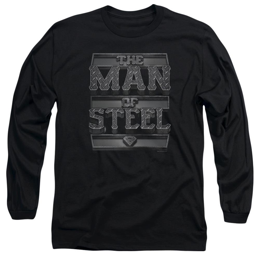 Superman Steel Text Men's 18/1 Cotton LS T