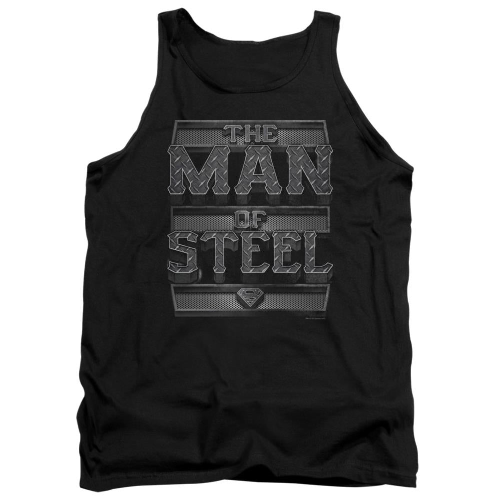 Superman Steel Text Men's 18/1 Cotton Tank Top