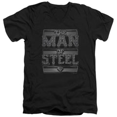 Superman Steel Text Men's 30/1 Cotton Slim V-Neck T