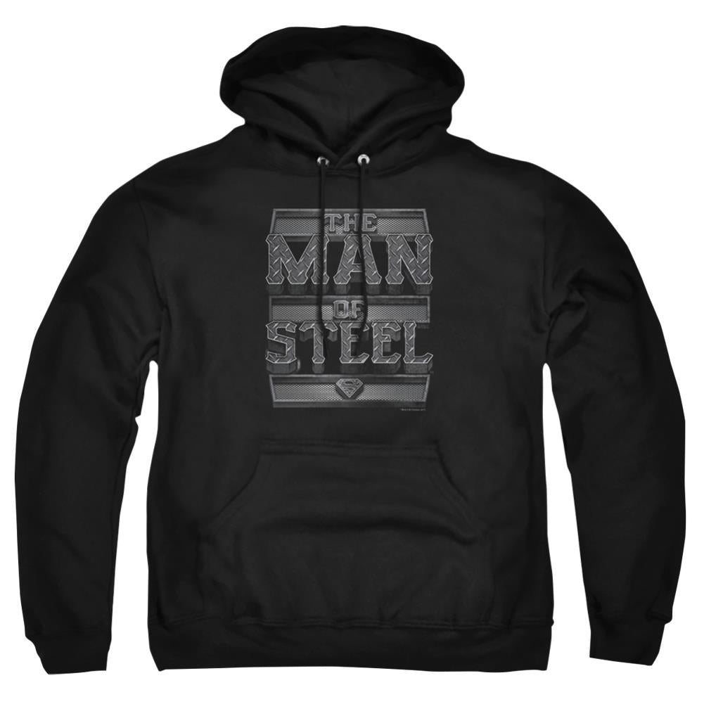 Superman Steel Text Men's Pull-Over 75 25 Poly Hoodie