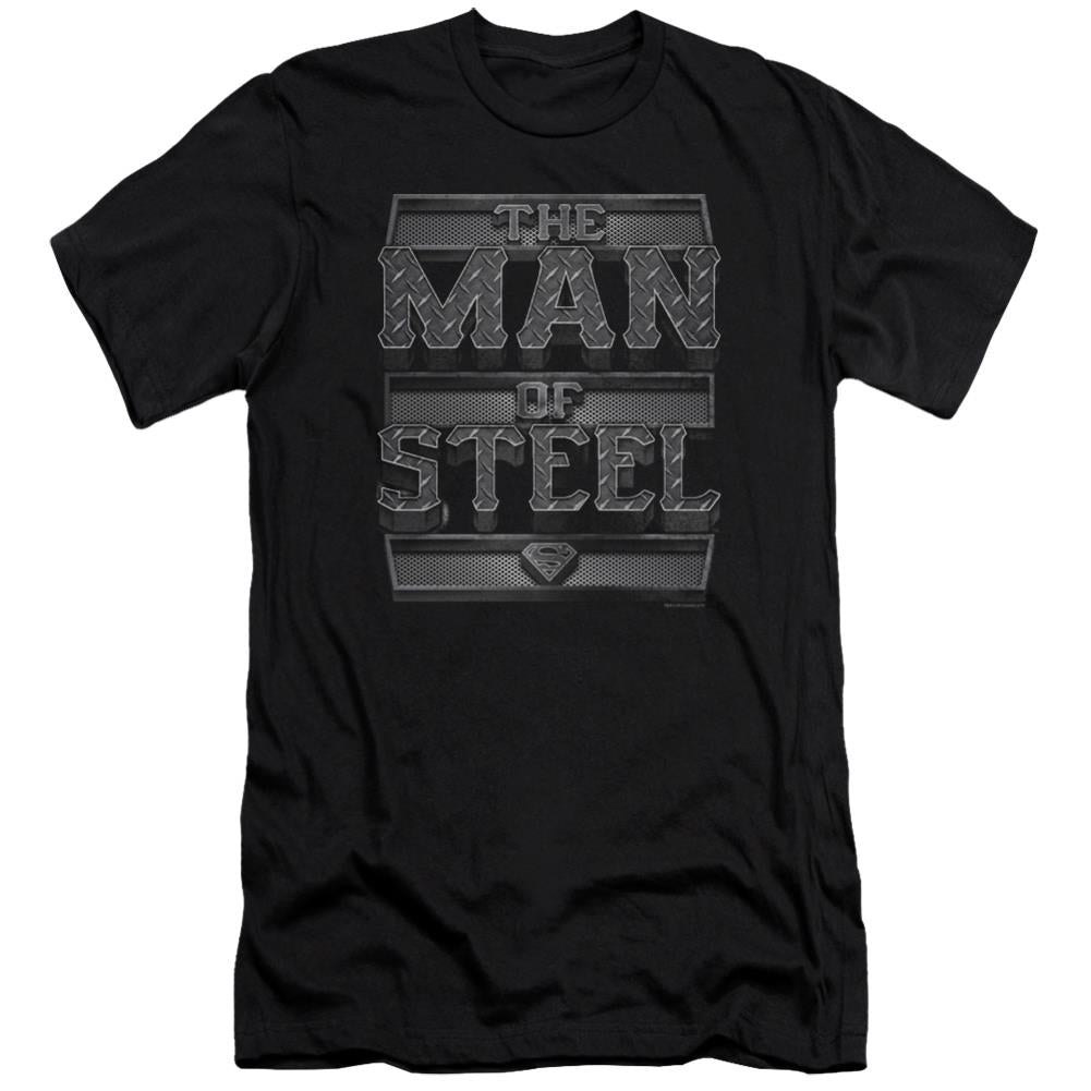 Superman Steel Text Men's Ultra-Soft 30/1 Cotton Slim SS T