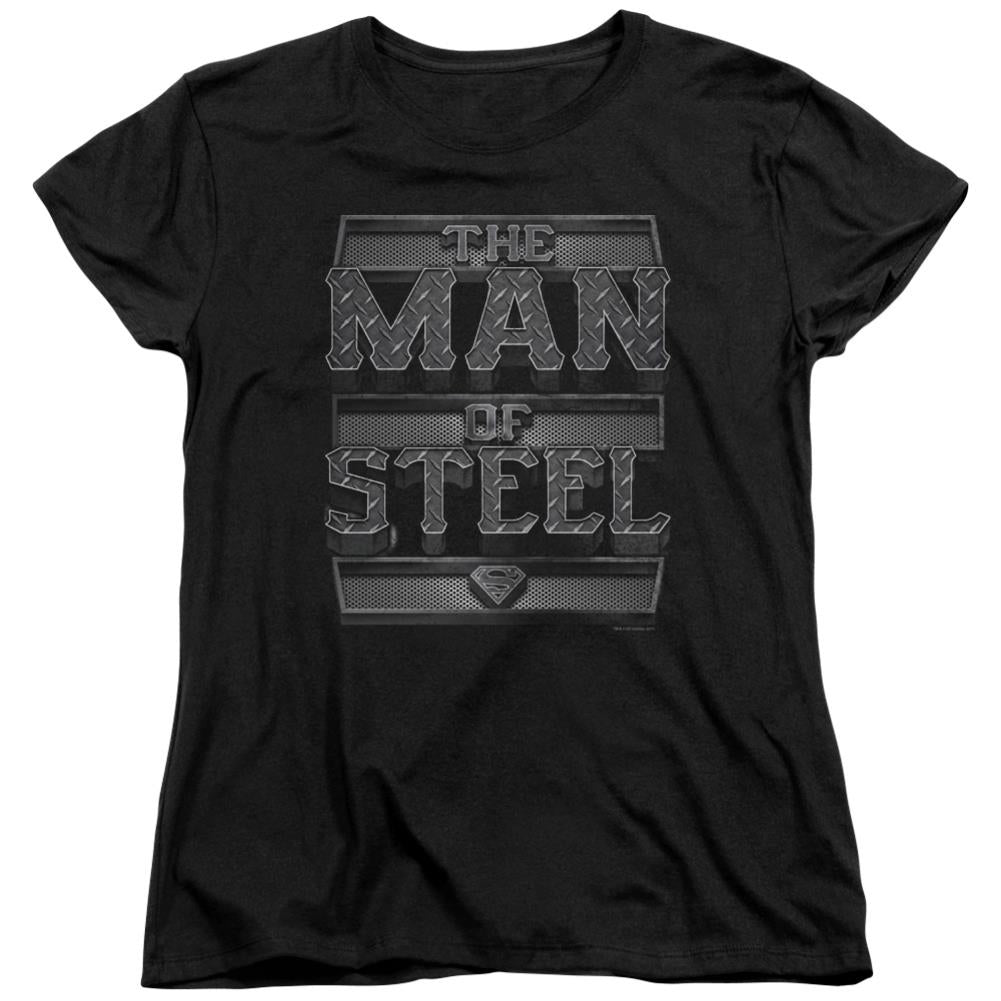 Superman Steel Text Women's 18/1 Cotton SS T